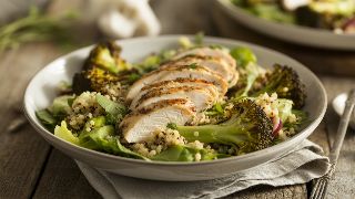 Grilled Chicken Salad with Quinoa and Roasted Broccoli