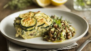 Gratin de Courgettes à la Provençale with Herbed Lentil Salad