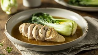 Miso Poached Chicken with Steamed Bok Choy & Broth