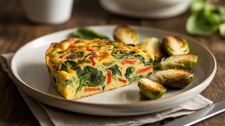 Bell Pepper and Spinach Frittata with Roasted Brussels Sprouts