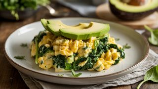 Herb Scrambled Eggs with Wilted Spinach & Avocado