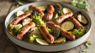 Sheet-Pan Sausage with Broccoli and Zucchini