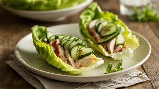 Turkey Lettuce Wraps with Cucumber Mint Salad