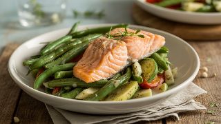 Poached Salmon Niçoise Salad with Herbed Green Beans