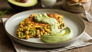 Spiced Chickpea Omelette with Avocado Raita