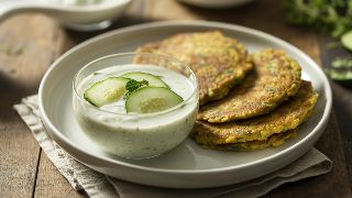 South Indian Coconut Chutney with Cucumber and Spiced Lentil Pancakes