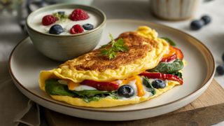 Veggie Omelets with Berries