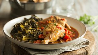 Poulet Basquaise with Braised Kale