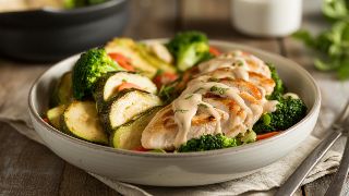 Warm Chicken & Vegetable Bowl with Tahini Dressing