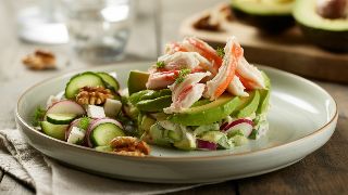 Crab Salad with Avocado and Cucumber-Radish Salad