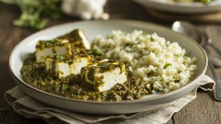 Palak Paneer with Spiced Cauliflower Rice