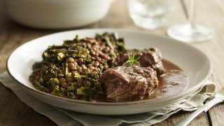 Boeuf Bourguignon with Braised Kale and Lentils