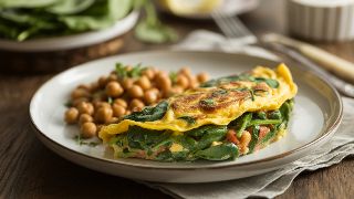 Spinach Omelette Indian Style with Spiced Chickpea Salad