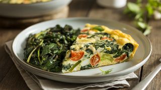 Baked Egg & Vegetable Frittata with Sautéed Spinach