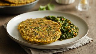 Moong Dal Chilla with Spiced Spinach Sauté
