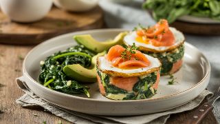 Smoked Salmon & Egg Cups with Sautéed Spinach and Avocado